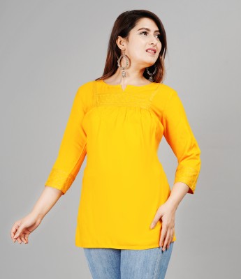 NUPITAL Casual Printed Women Yellow Top