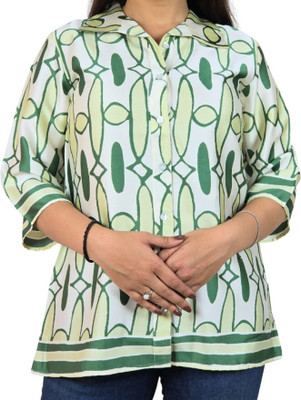 TROOKING Casual Printed Women Light Green Top