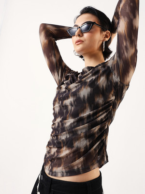Hubberholme Casual Printed Women Black Top