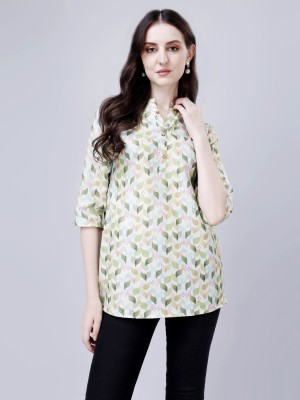 Bajarang Casual Printed Women Green Top