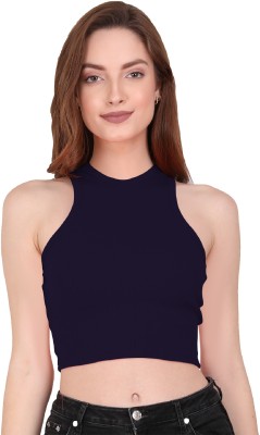 THE BLAZZE Casual Solid Women Dark Blue Top