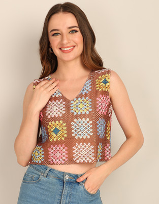 all about you Casual 3/4 Sleeve Printed Women Multicolor Top