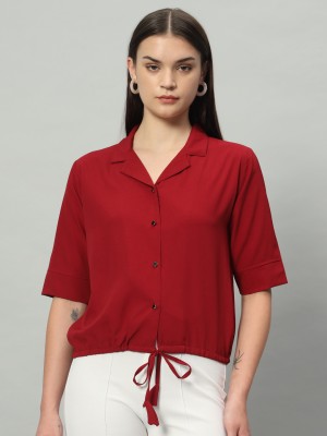 Fashion Senora Casual Solid Women Maroon Top