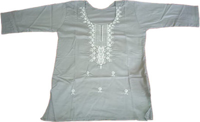 Loyewa Women Embroidered A-line Kurta(Grey)