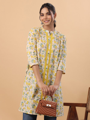 Janasya Casual Printed Women Beige Top