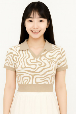 SUGARCANNE Casual Geometric Print, Printed Women Beige, White Top