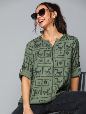 Bhiterwal Casual Printed Women Green Top