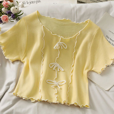 simran collections Casual Self Design Women Yellow Top