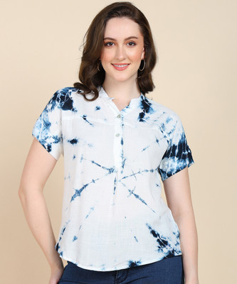 PinkTribe Casual Tie & Dye Women White Top