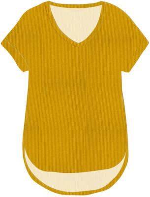 jovo Casual Self Design Women Yellow Top