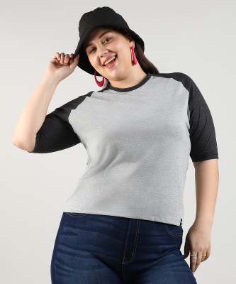 Instafab Plus Casual Self Design Women Grey Top