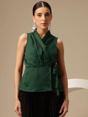 CHEMISTRY Party Solid Women Green Top