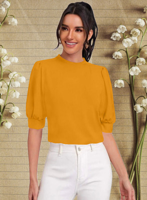 Maheshvi Casual Solid Women Yellow Top