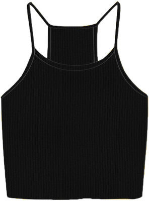 jovo Casual Self Design Women Black Top