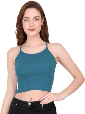 THE BLAZZE Casual Solid Women Dark Blue Top