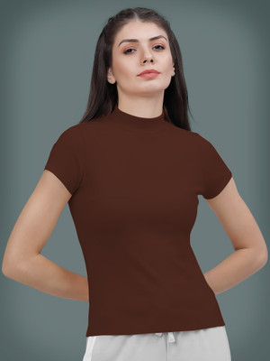 Maheshvi Casual Solid Women Brown Top