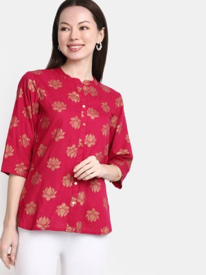 V-MART Casual Printed Women Pink Top