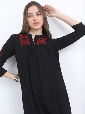 Vishudh Casual Solid, Striped Women Black Top