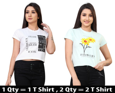 DEE LEAF Casual Printed Women White, Light Green Top