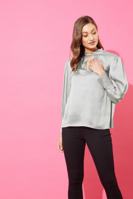 ANVI Be Yourself Casual Solid Women Grey Top