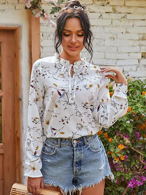 Fashion2wear Casual Printed Women White Top