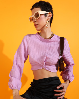 Azzurra Party Solid Women Pink Top
