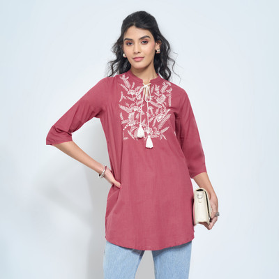 Rangmanch by Pantaloons Casual Embroidered Women Red Top