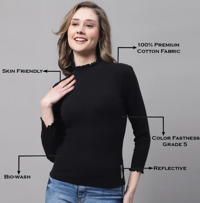 Style Creation Casual Solid Women Black Top