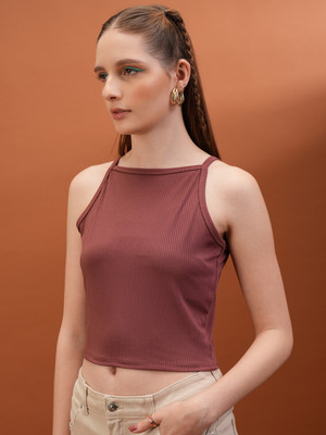 Tokyo Talkies Casual Self Design Women Purple Top