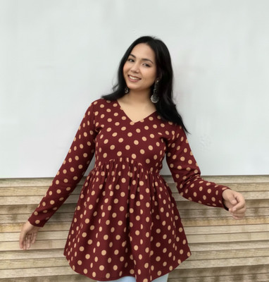 MARIYAGARMENTS Casual Printed, Polka Print Women Blue, Maroon Top