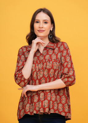 maapa Casual Solid Women Orange Top
