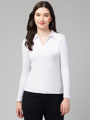 swaggish Casual Solid Women White Top