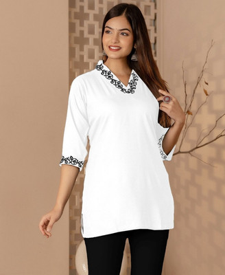 RADHEGOVIND Casual Embroidered Women White Top