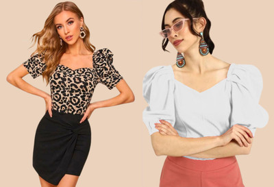 Dream Beauty Fashion Casual Printed Women White, Black Top