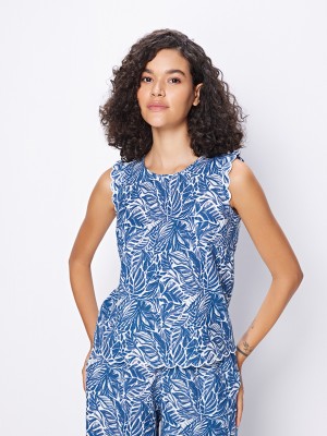 Cover Story Casual Printed Women Blue, White Top