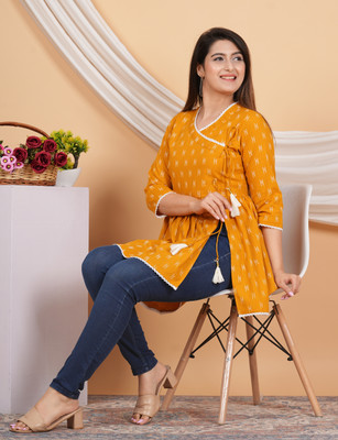METAFAB Casual Printed Women Yellow, White Top