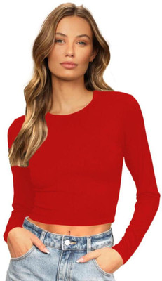 THE BLAZZE Casual Solid Women Red Top