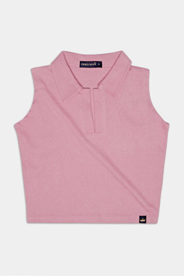 french crown Casual Solid Women Pink Top