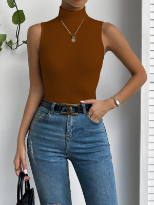 Nalax Designs Casual Solid Women Brown Top