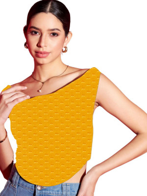 jovo Casual Self Design Women Yellow Top