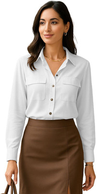 Leriya Fashion Casual Solid Women White Top