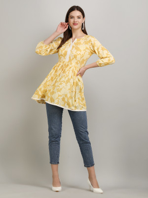 Vairaj Casual Printed Women Yellow Top