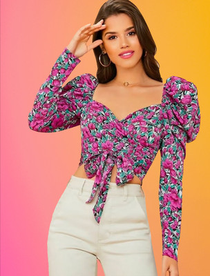 Maheshvi Casual Floral Print Women Pink Top