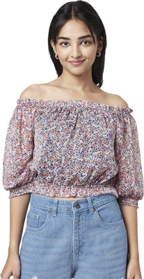 YU by Pantaloons Casual Printed Women Multicolor Top