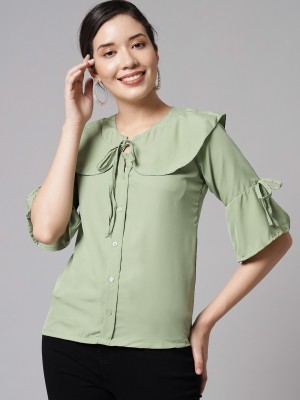 WestCHIC Casual Solid Women Light Green Top