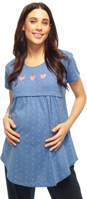 LOTIK Casual Printed Women Blue Top