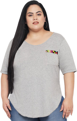 wild U Casual Self Design Women Grey Top