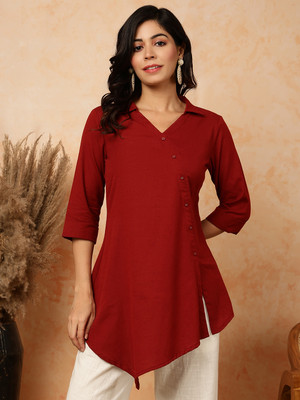 Gulmohar Jaipur Casual Solid Women Maroon Top
