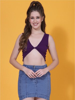 Oomph! Casual Solid Women Purple Top