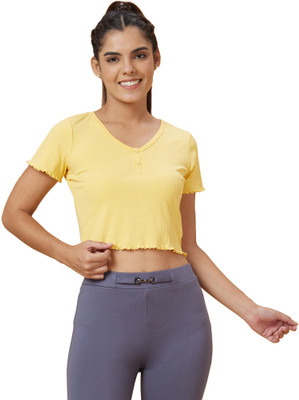 Globus Casual Solid Women Yellow Top